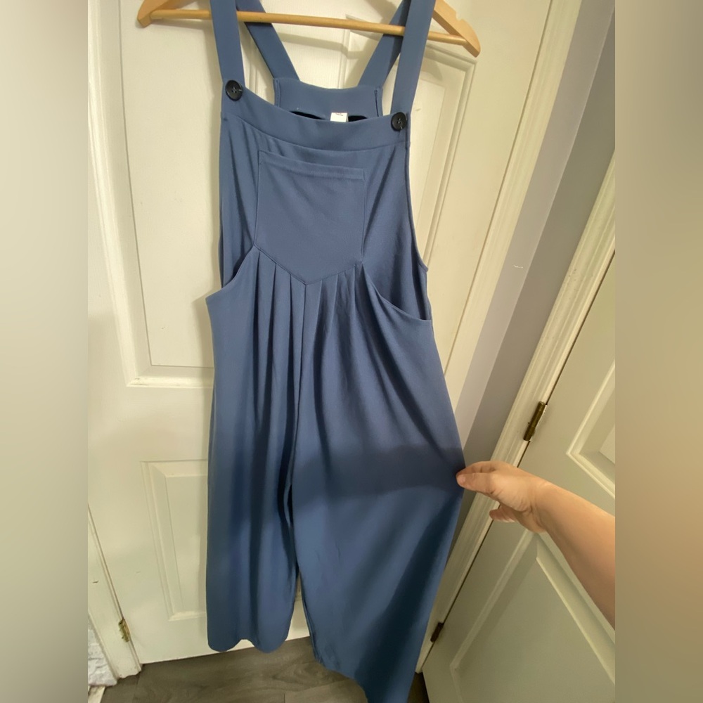 Halara Waffle Knit Overalls Jumpsuit Gray Wide Leg Lagenlook Boho Size S